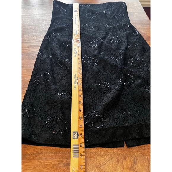 WHITE HOUSE BLACK MARKET Sequin Dress Size 14 Black Strapless Formal Cocktail - Picture 5 of 10